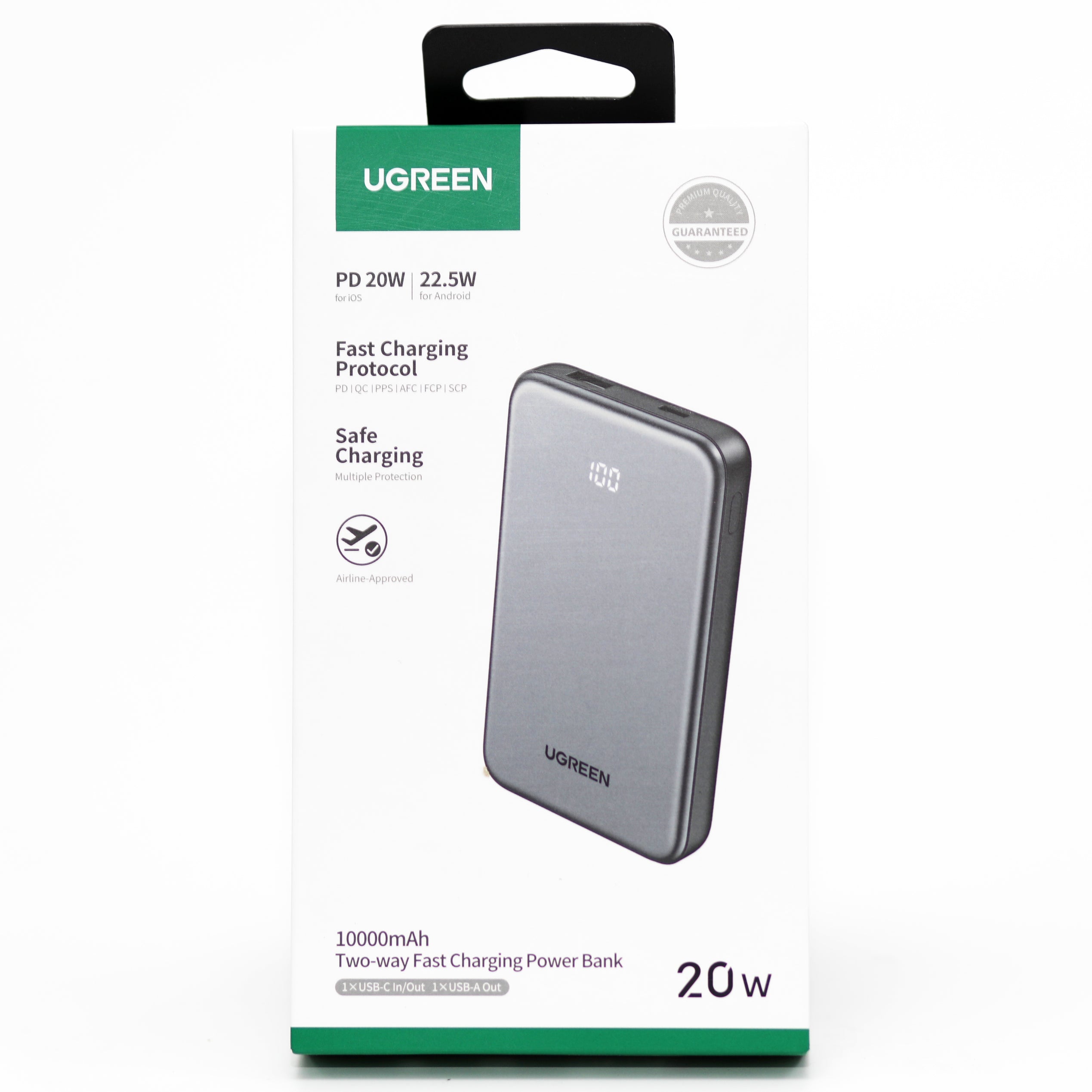 UGREEN 10000mAh Power Bank 20W PD Fast Charging USB-C Portable Charger