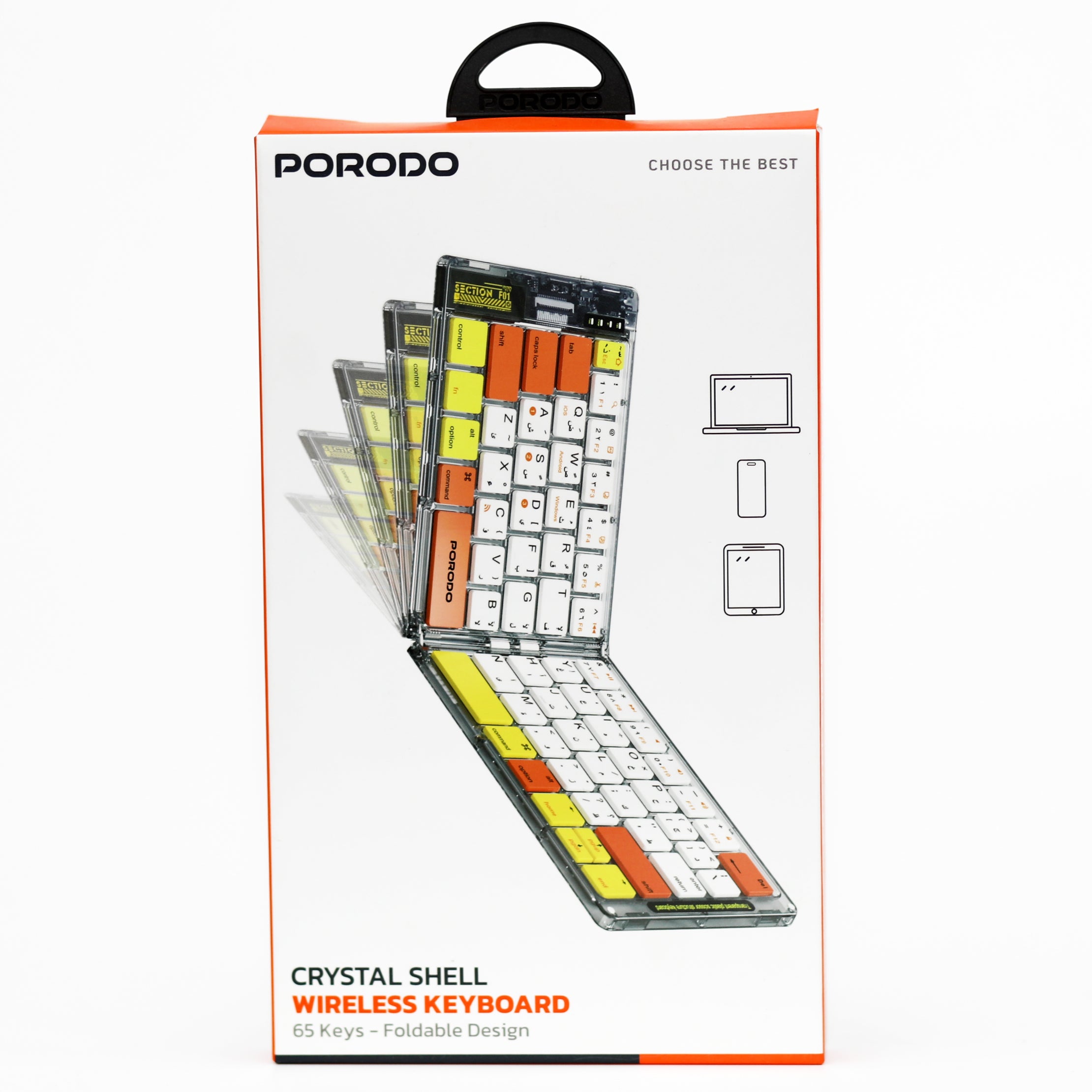 Porodo Crystal Shell Wireless Keyboard Foldable 65 Keys