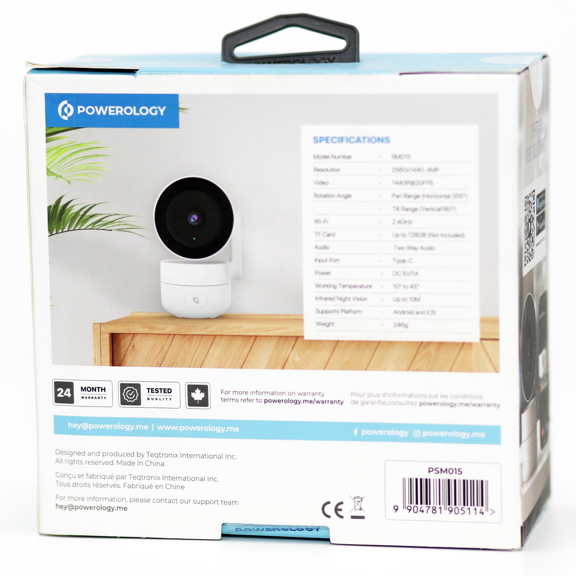 Powerology Indoor PTZ Smart Camera 4MP WiFi Two Way Audio AI Tracking