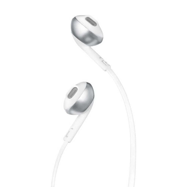 سماعات JBL Tune 205 السلكية بتقنية Pure Bass مع ميكروفون وكابل مسطح – أسود / أبيض