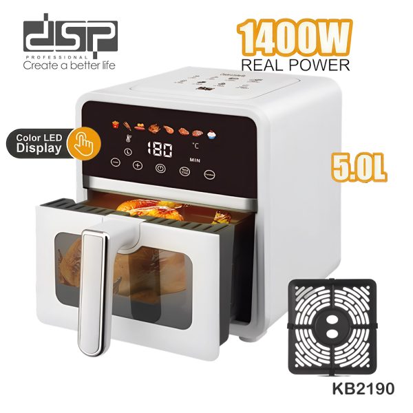 DSP Air Fryer 1400W 5.0L LED Display 8 Preset Menus With Colour Display KB2190