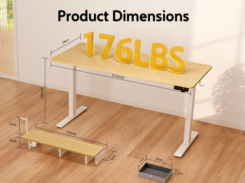 مكتب كهربائي قائم Xiaomi Kingsmith ETSFI21 بارتفاع قابل للتعديل من 72 إلى 118 سم ولوحة LED-8