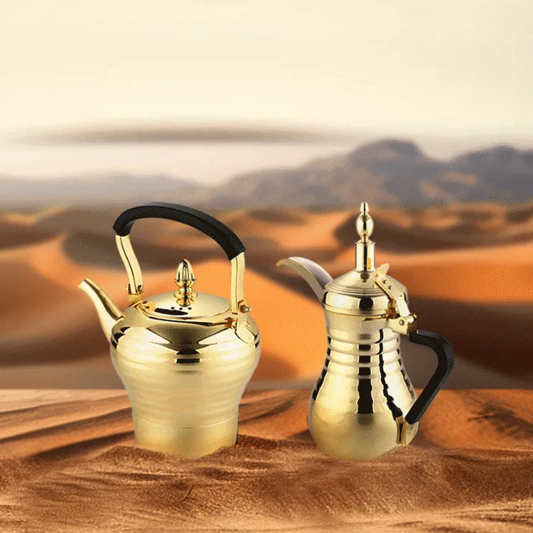 طقم دلة قهوة عربية وإبريق شاي مع قاعدة تسخين ذكية – مزدوج ستانلس ستيل بقدرة 1600 واط من LéPresso (لي بريسو)