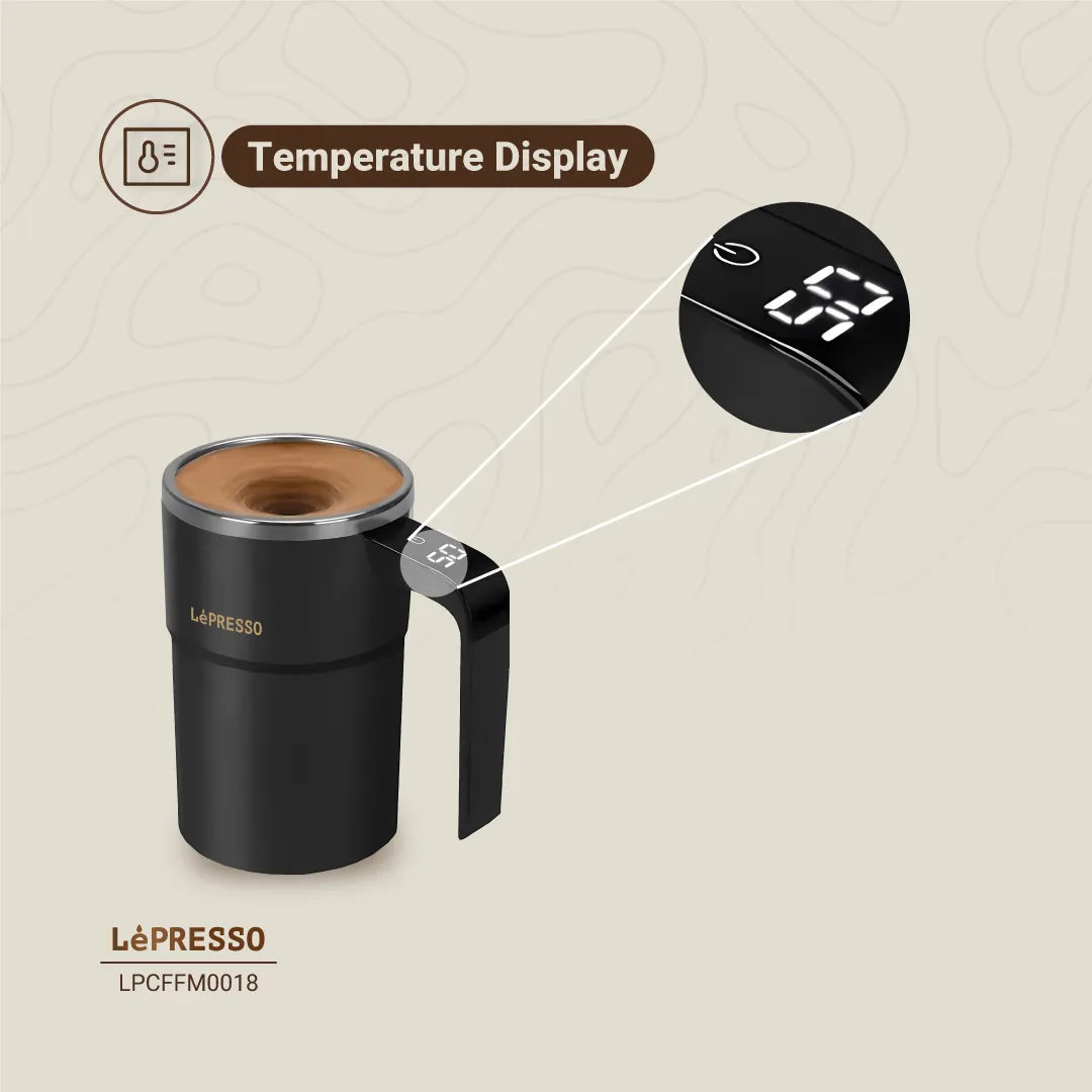 كوب خلط ذاتي كهربائي StirMagic مع شاشة عرض درجة الحرارة – 380 مل من LéPresso (لي بريسو)