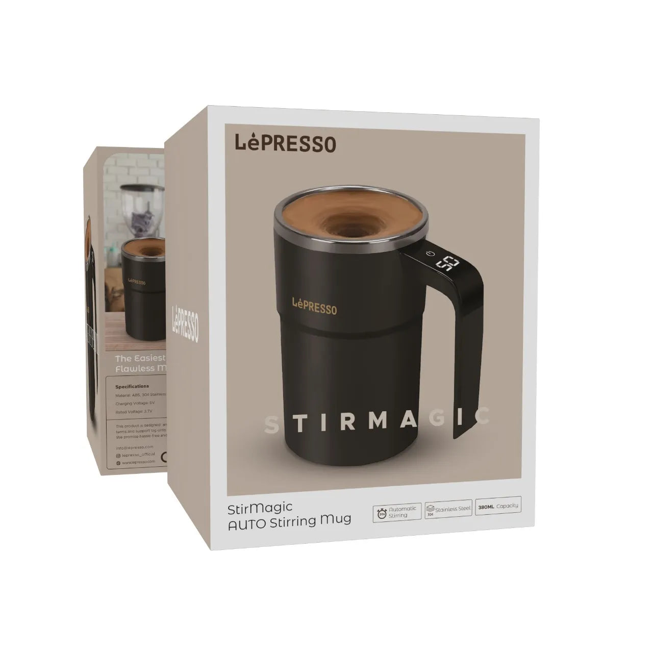 StirMagic Auto Stirring Mug – Electric Self Mixing Coffee Mug with Temperature Display - LéPresso