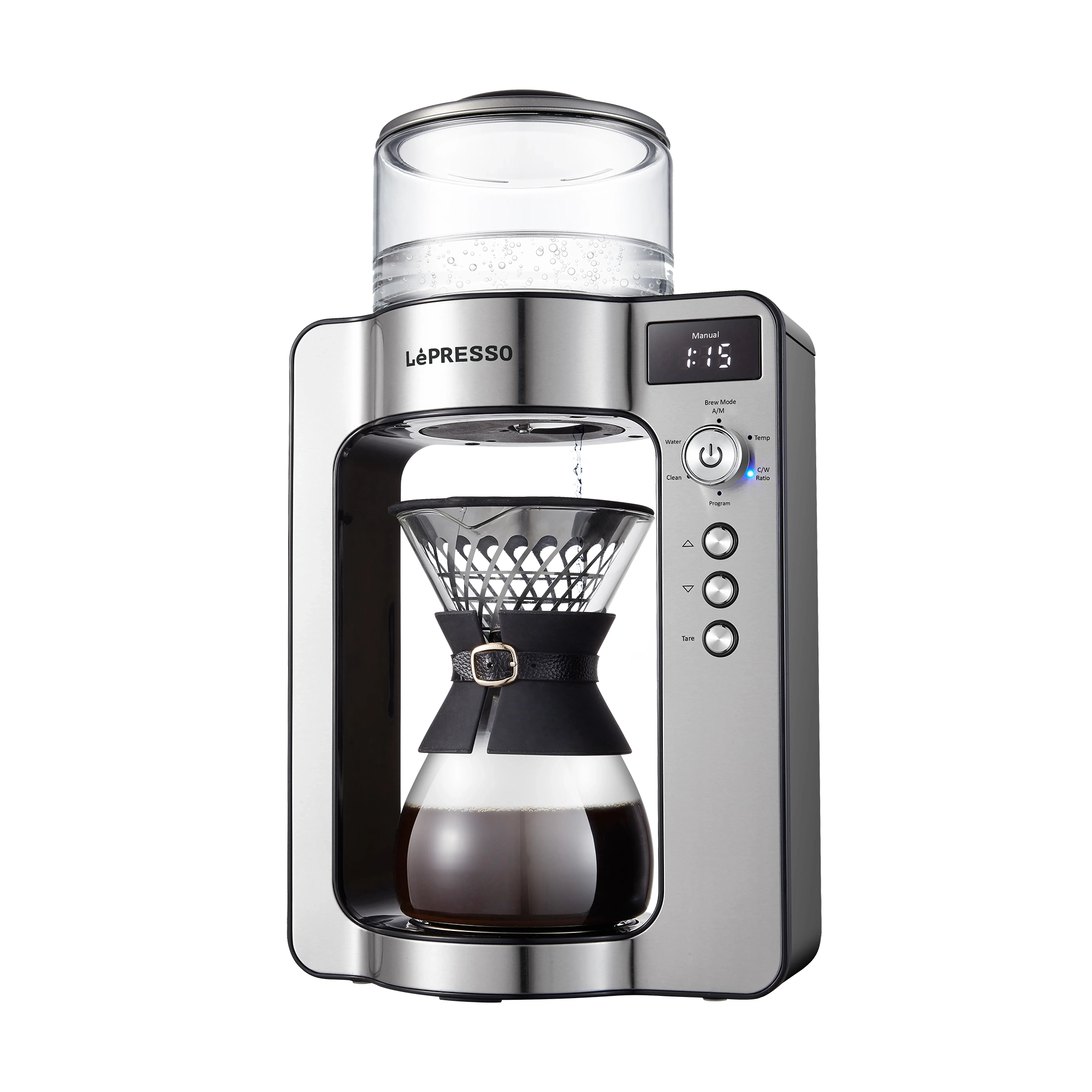 Automatic Pour-Over Coffee Maker with Rotating Drip & Custom Brewing Settings – Stainless Steel (LPCFFM0022) – LéPresso