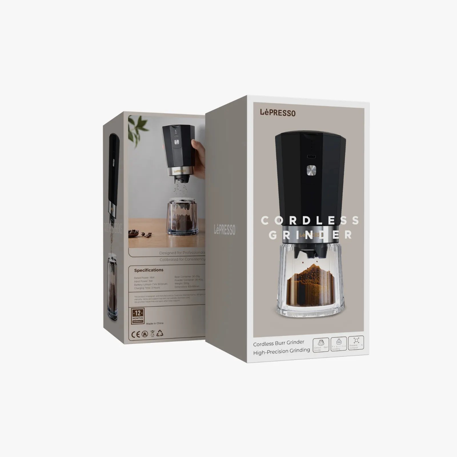Cordless Burr Grinder – Rechargeable High-Precision Coffee Grinder - LéPresso