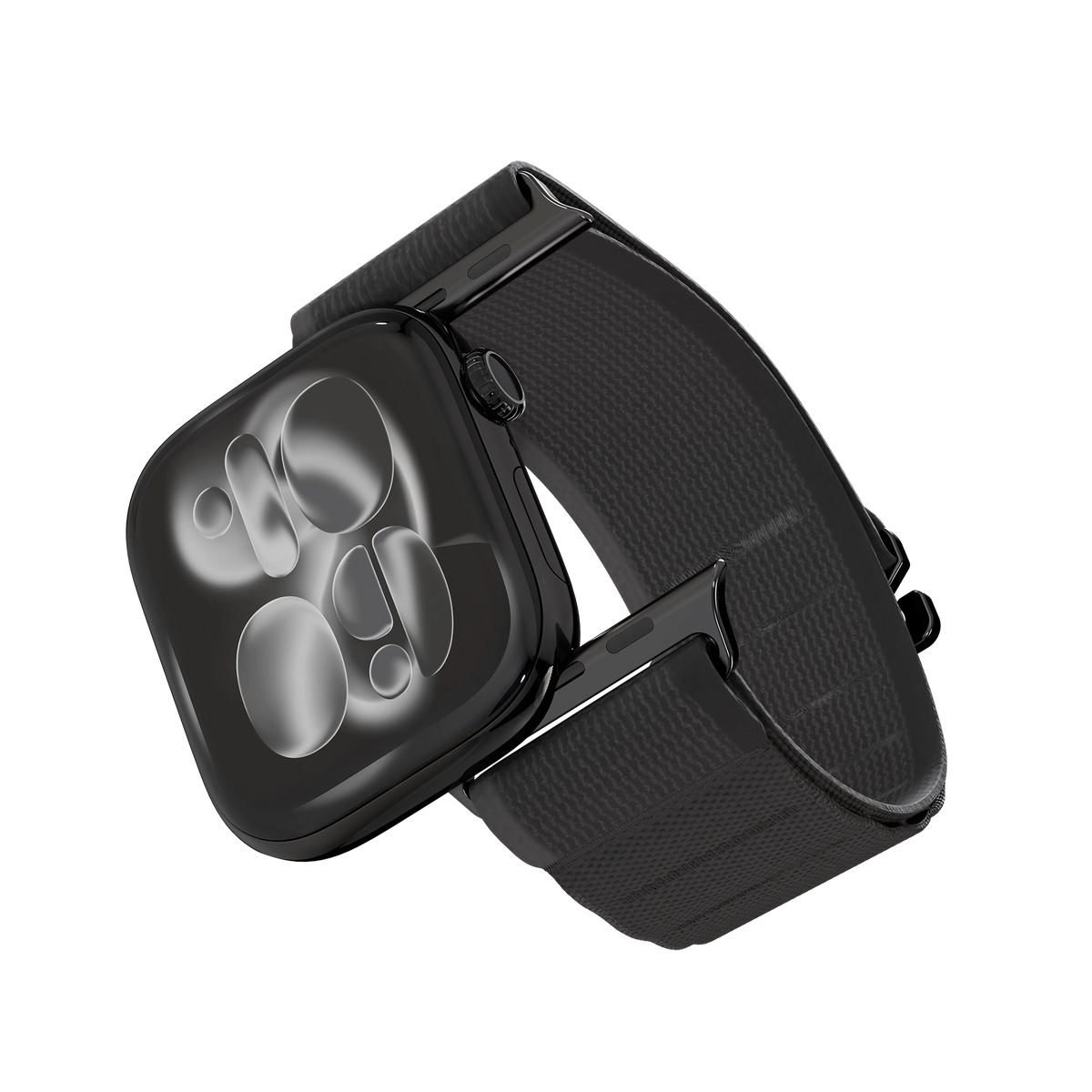 سوار ساعة Apple Watch 49mm نايلون Malo خفيف وقابل للتنفس – أسود من Levelo (ليفيلو)-1