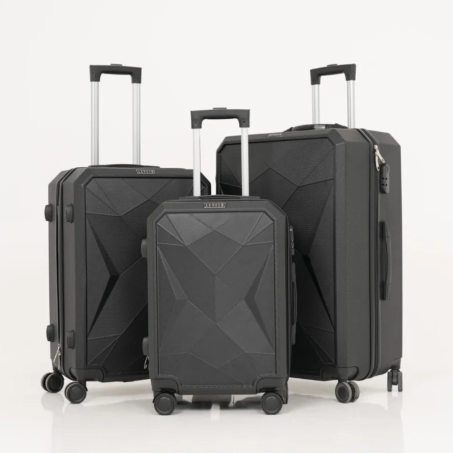 Levelo Romeo ABS Travel Luggage Set (3 Pieces) – Black