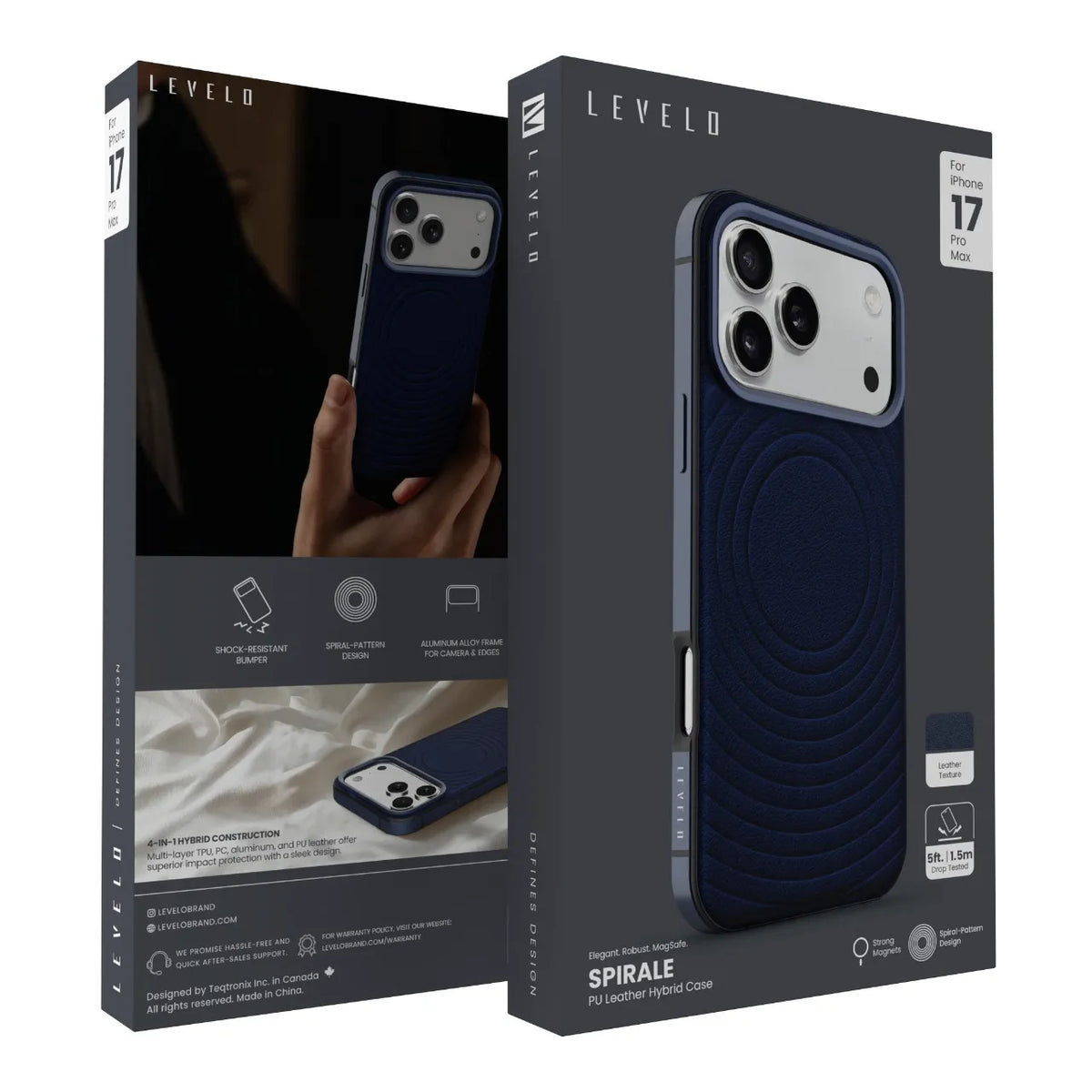 Levelo Spirale Case for iPhone 17 Pro Max – Midnight Blue-3