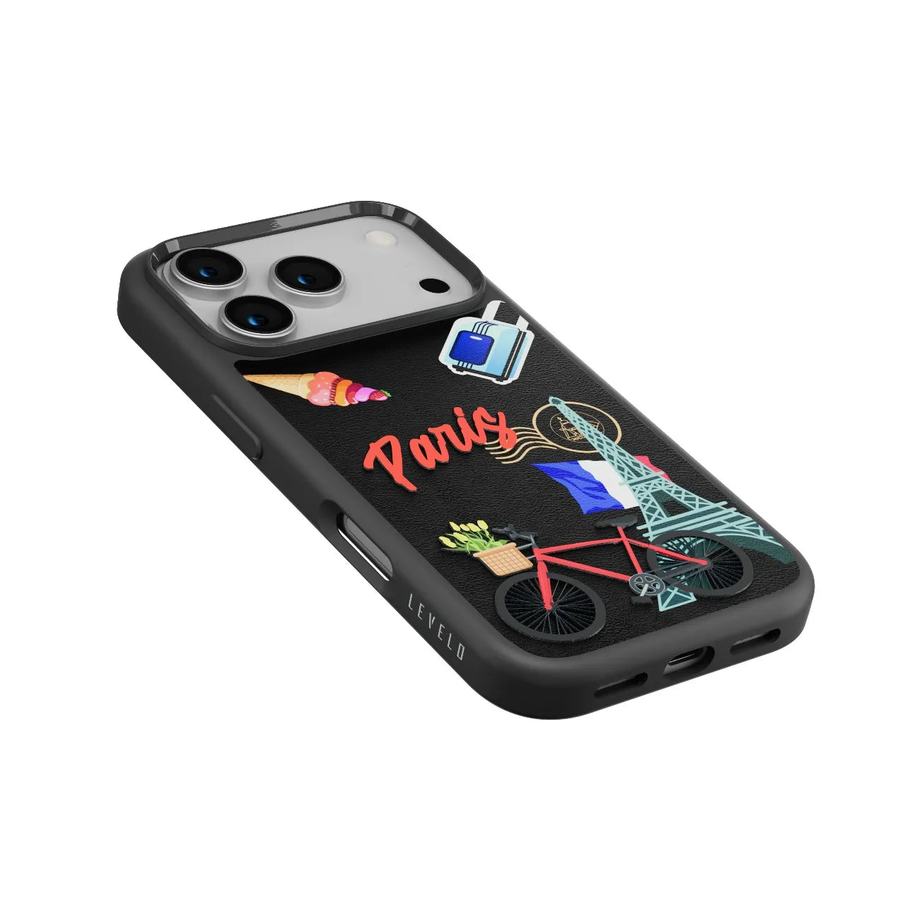 Levelo Vallo PU Leather Case for iPhone 17 Pro Max – Paris Design
