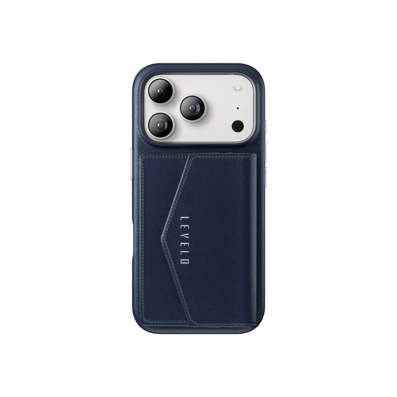 Levelo Vertex PU Leather Wallet Case for iPhone 17 Pro Max – Dark Blue