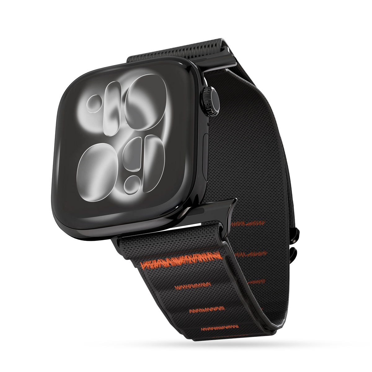 سوار Apple Watch 49mm نايلون York – تصميم رياضي خفيف ومريح – أسود من Levelo (ليفيلو)-1