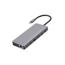 Powerology 13-in-1 USB-C Hub with Dual HDMI, DisplayPort, Ethernet & 100W Power Delivery – Gray