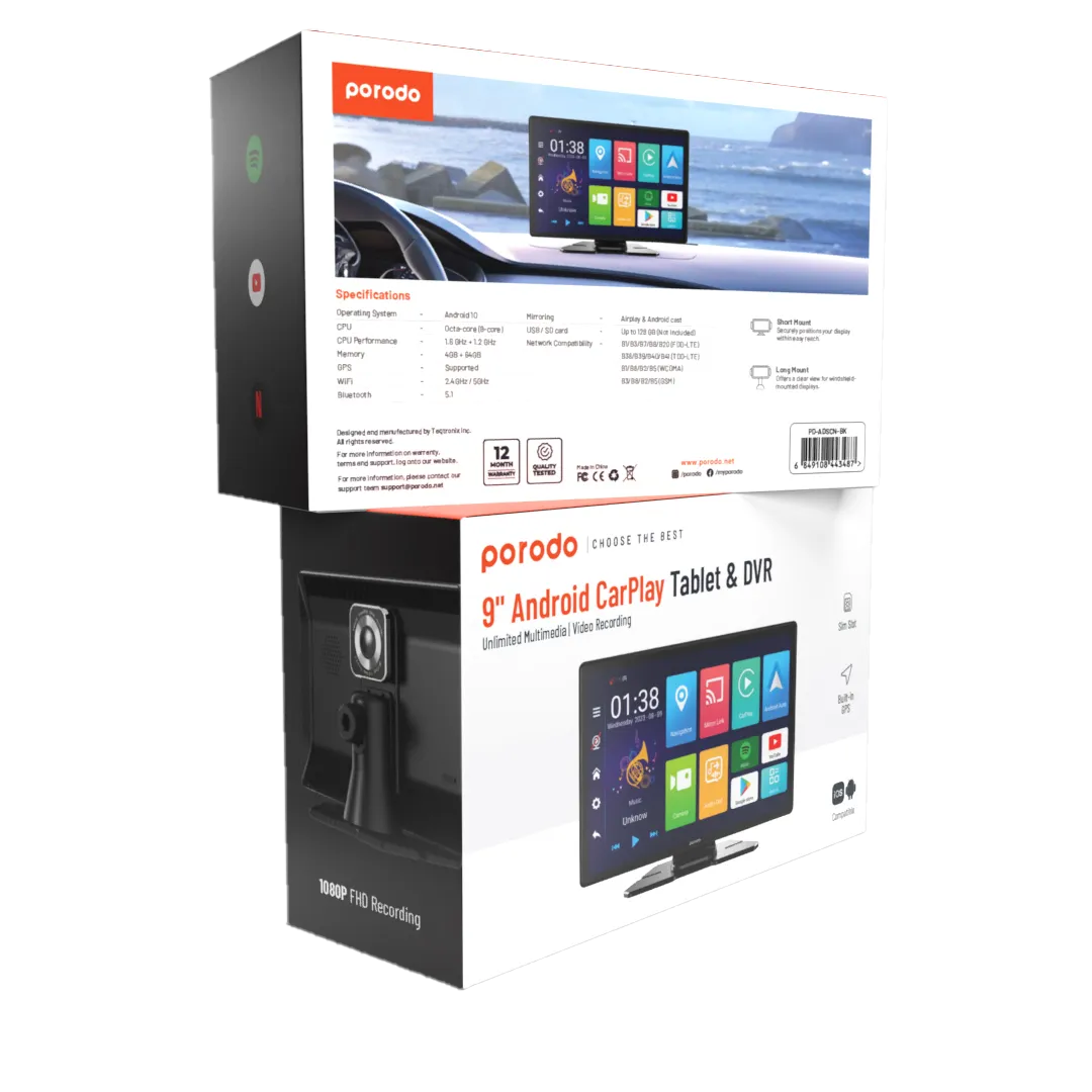 شاشة سيارة ذكية 9 بوصة أندرويد مع CarPlay وDVR وذاكرة 64GB – بورودو Porodo-5