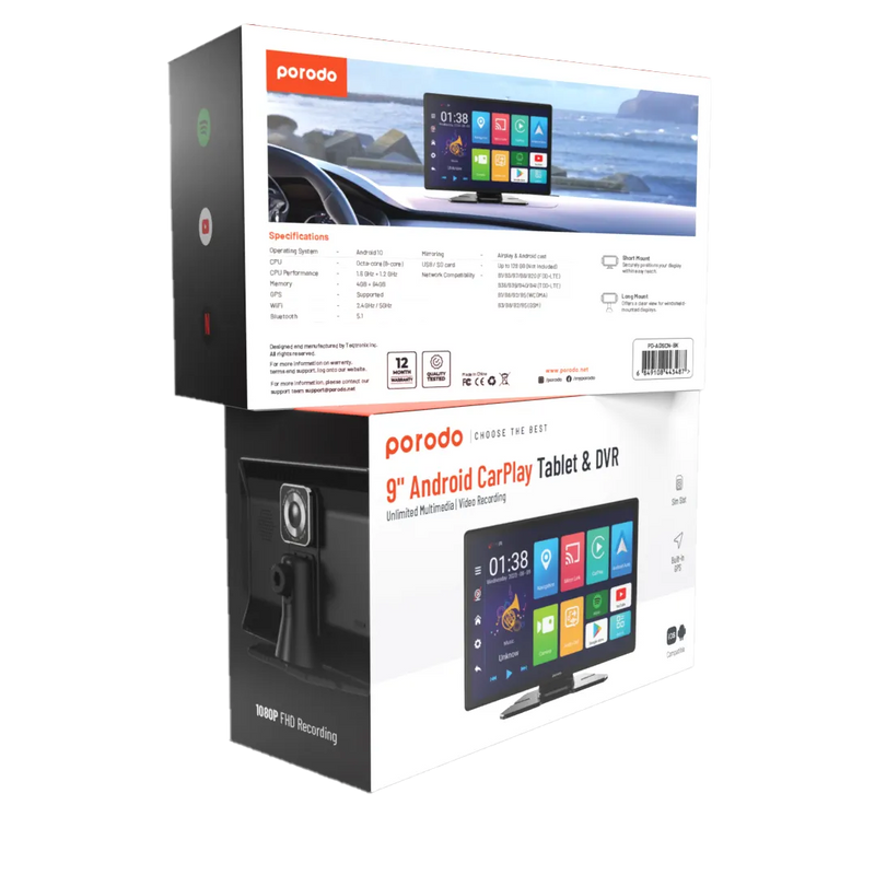 شاشة سيارة ذكية 9 بوصة أندرويد مع CarPlay وDVR وذاكرة 64GB – بورودو Porodo-5