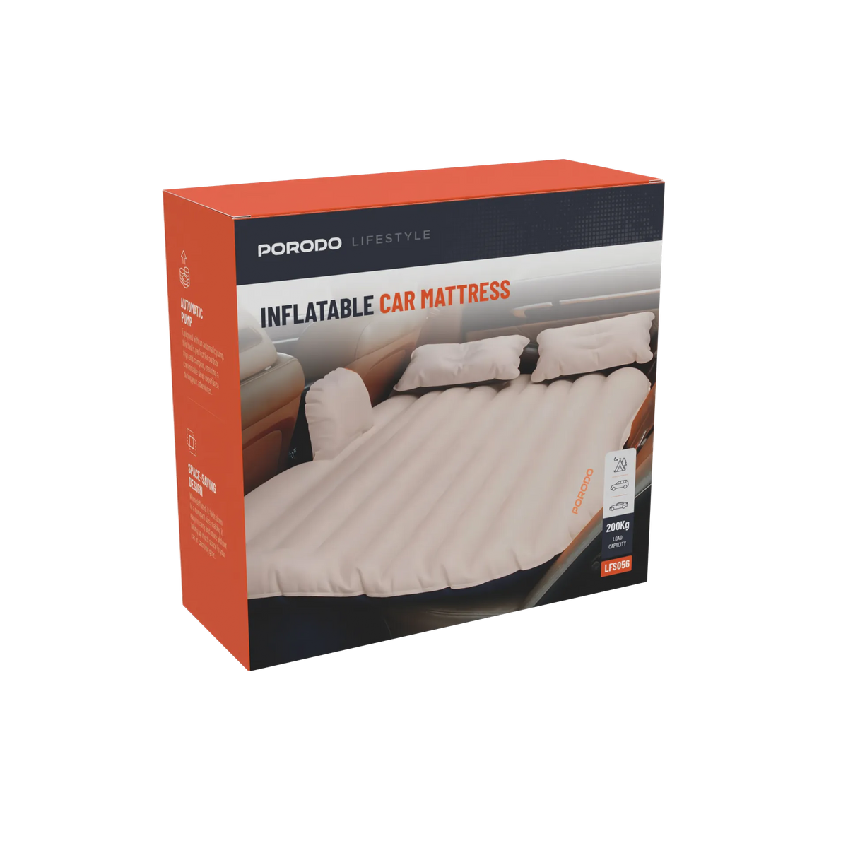 Porodo Inflatable Car Backseat Air Mattress – Portable Car Travel Bed-6