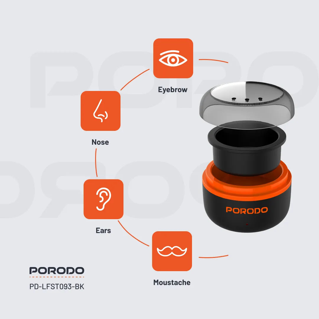 جهاز Porodo Lifestyle لتسخين الشمع وإزالة الشعر مع تسخين تلقائي وشحن Type-C – أسود