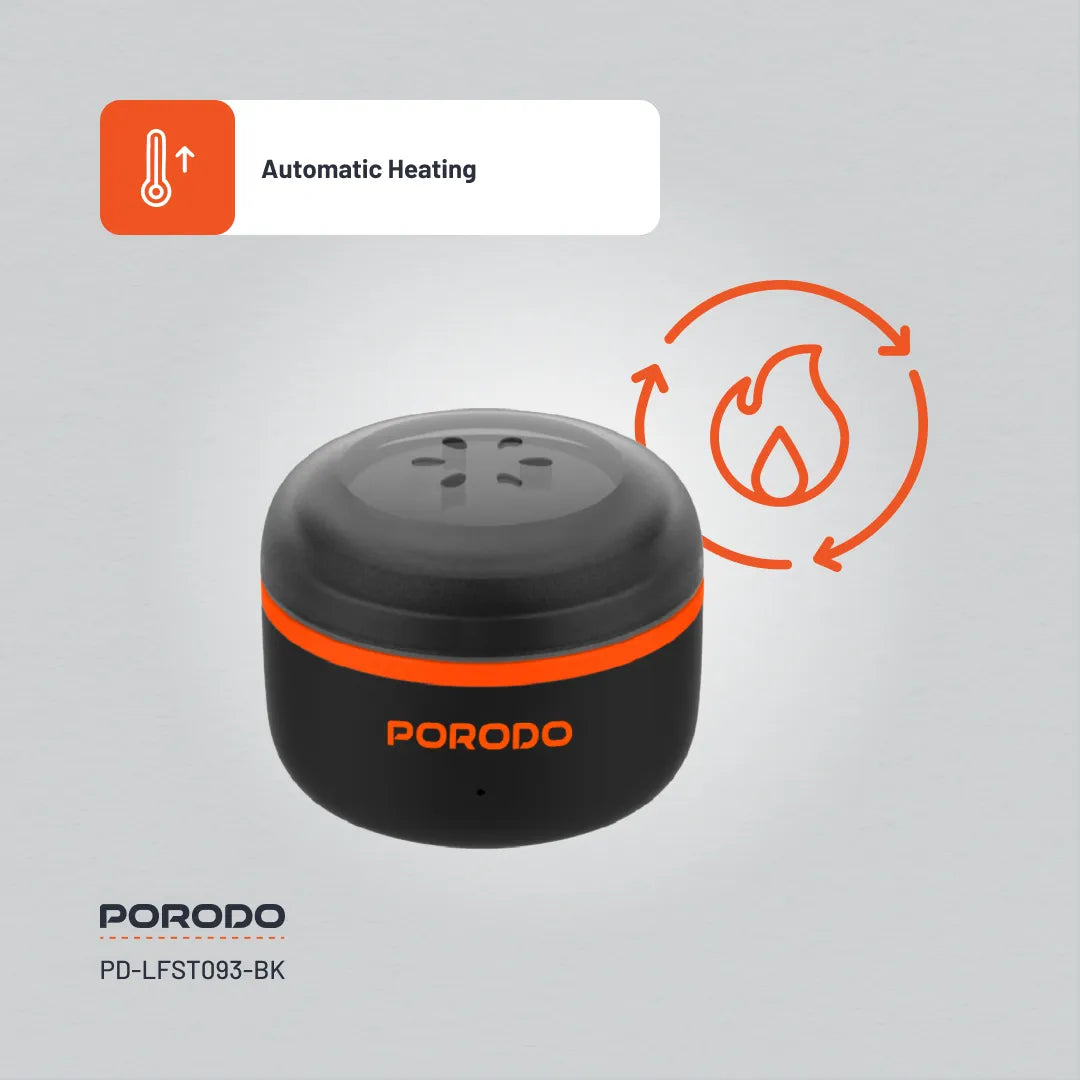 جهاز Porodo Lifestyle لتسخين الشمع وإزالة الشعر مع تسخين تلقائي وشحن Type-C – أسود