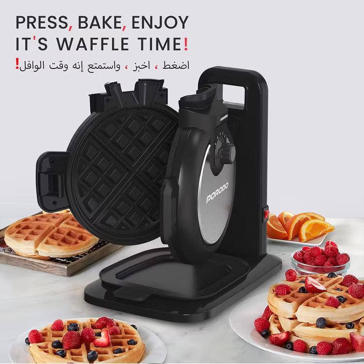 Porodo Vertical Waffle Maker 800W with Adjustable Heat Levels