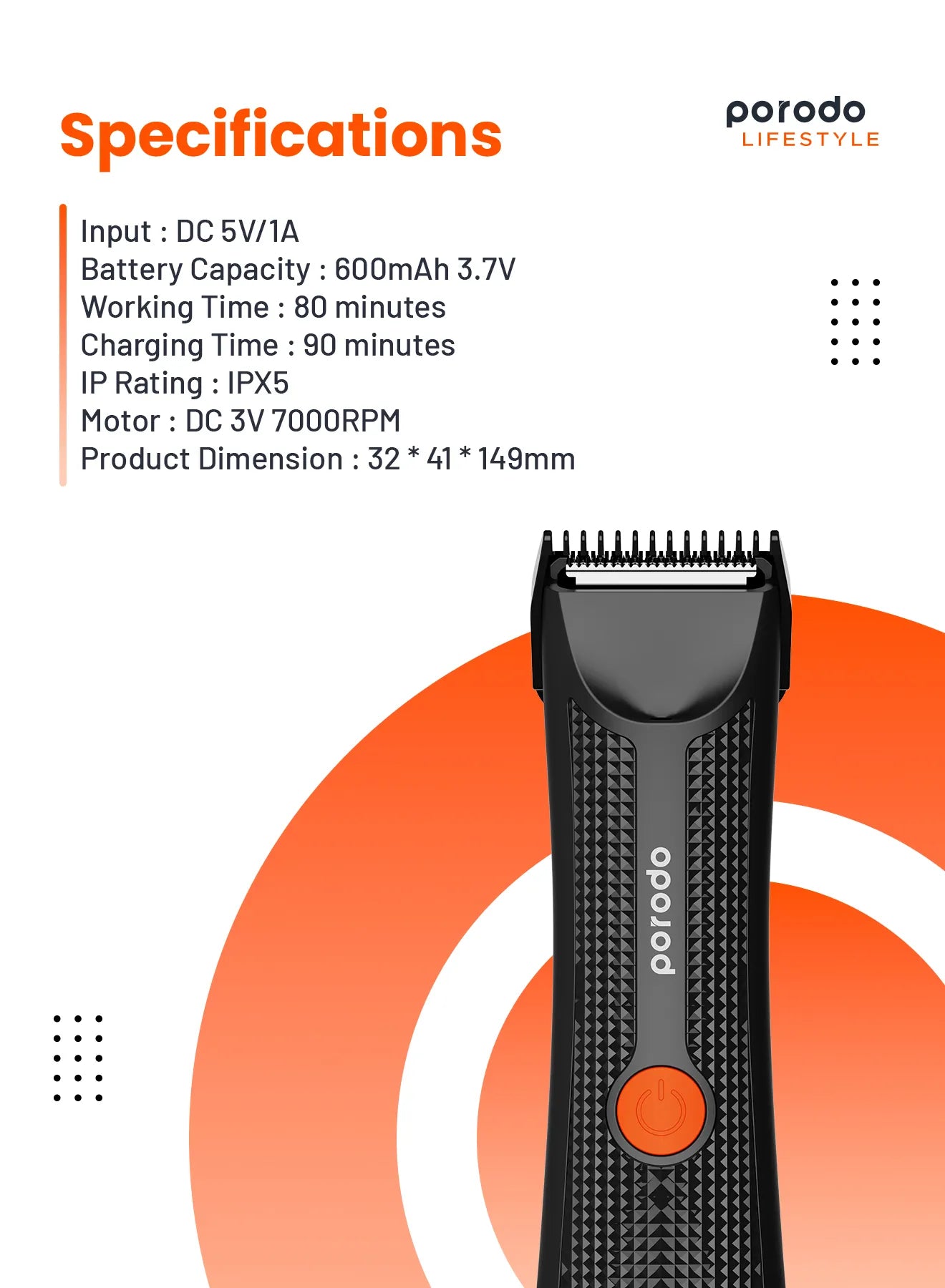 Porodo Sensitive Parts Hair Trimmer – Precision Grooming Trimmer