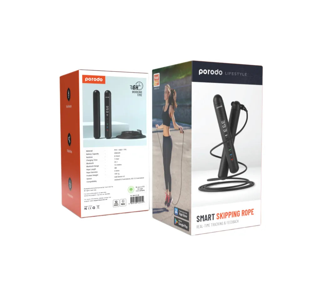 Porodo Lifestyle Smart Skipping Rope with App Tracking & Voice Broadcast
