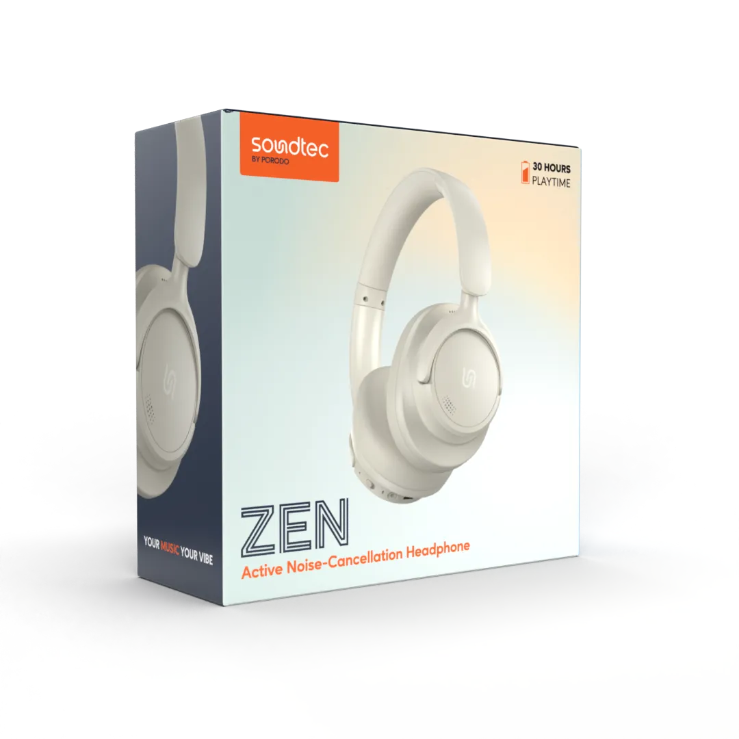 سماعات بلوتوث Zen Hybrid ANC بعزل ضوضاء متقدم – بورودو Porodo Soundtec