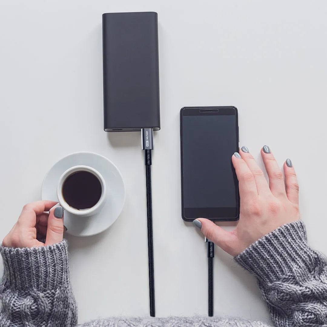 كابل بورودو USB-C إلى USB-C مجدول شحن سريع 240 واط بسرعة 40Gbps ودعم 8K 60Hz – أسود
