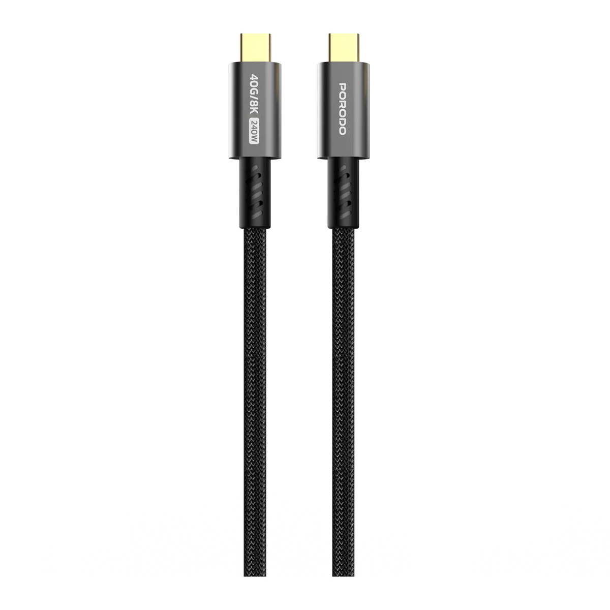 Porodo Woven USB-C to USB-C Cable 240W 40Gbps 8K 60Hz – Black-5