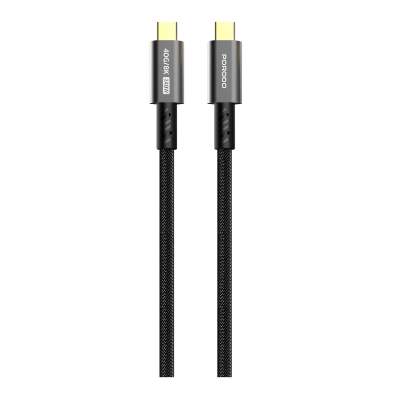 Porodo Woven USB-C to USB-C Cable 240W 40Gbps 8K 60Hz – Black-5