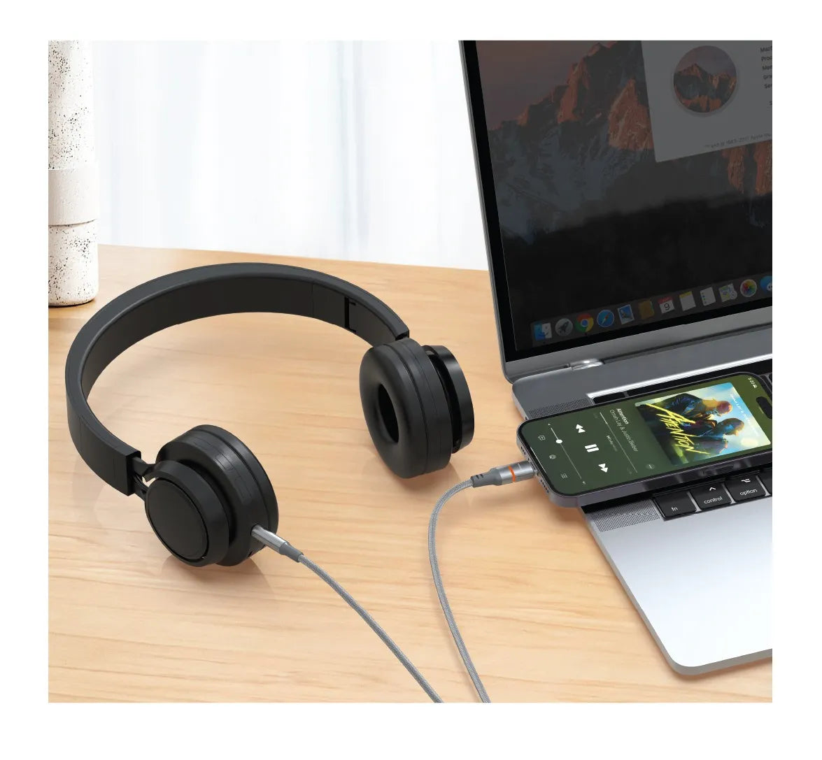 كابل صوت USB-C إلى AUX 3.5mm مجدول بطول 1.2 متر – بورودو