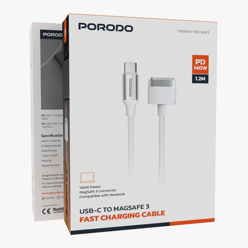 كابل بورودو USB-C إلى MagSafe 3 شحن سريع 140 واط بطول 1.2 متر لماك بوك – أبيض-2