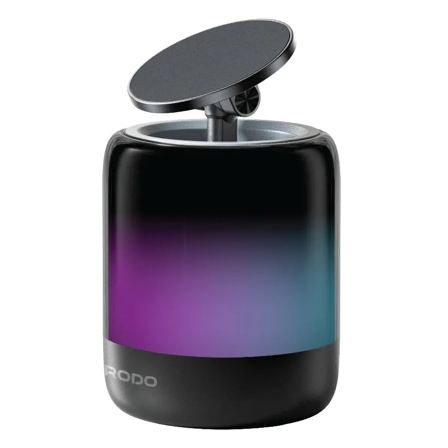 2-in-1 Speaker & Phone Holder with RGB Lights 360° Rotation – Black & White - Porodo SyncGlow