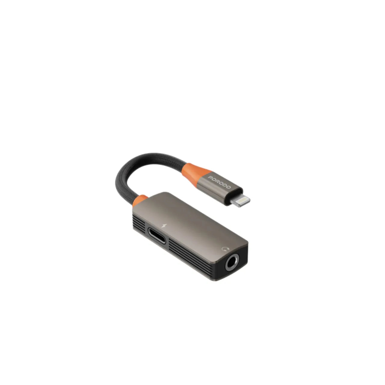 AudioLink Duo Lightning to 3.5mm Audio & Charging Splitter – Gray - Porodo