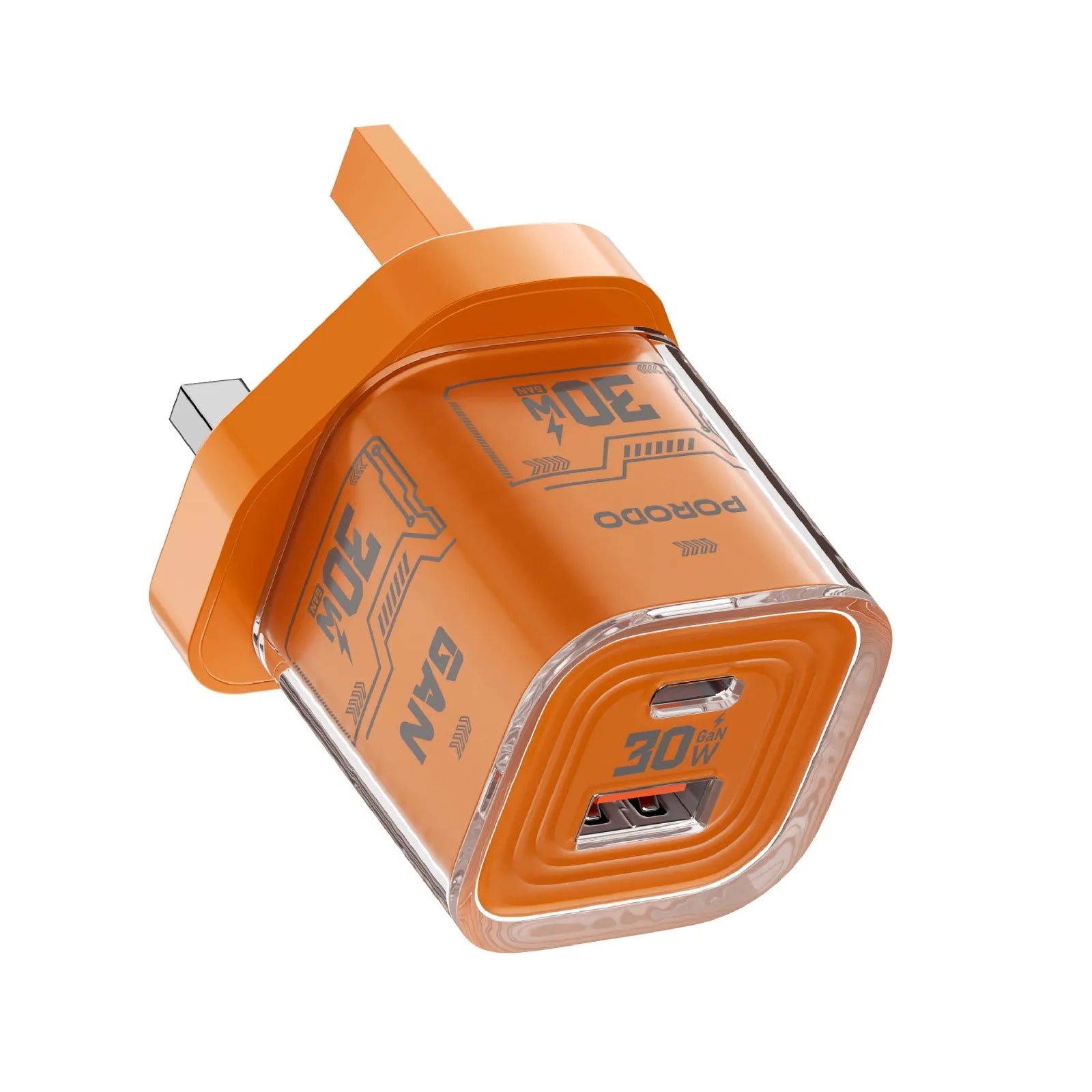 Porodo Tezclarte GaN Dual-Port Fast Wall Charger 30W