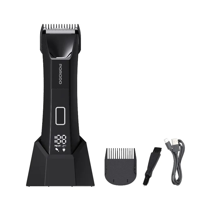 Sensitive Parts Hair Trimmer Ceramic Blade IPX7 Waterproof with Digital Display & 90-Min Runtime – Porodo