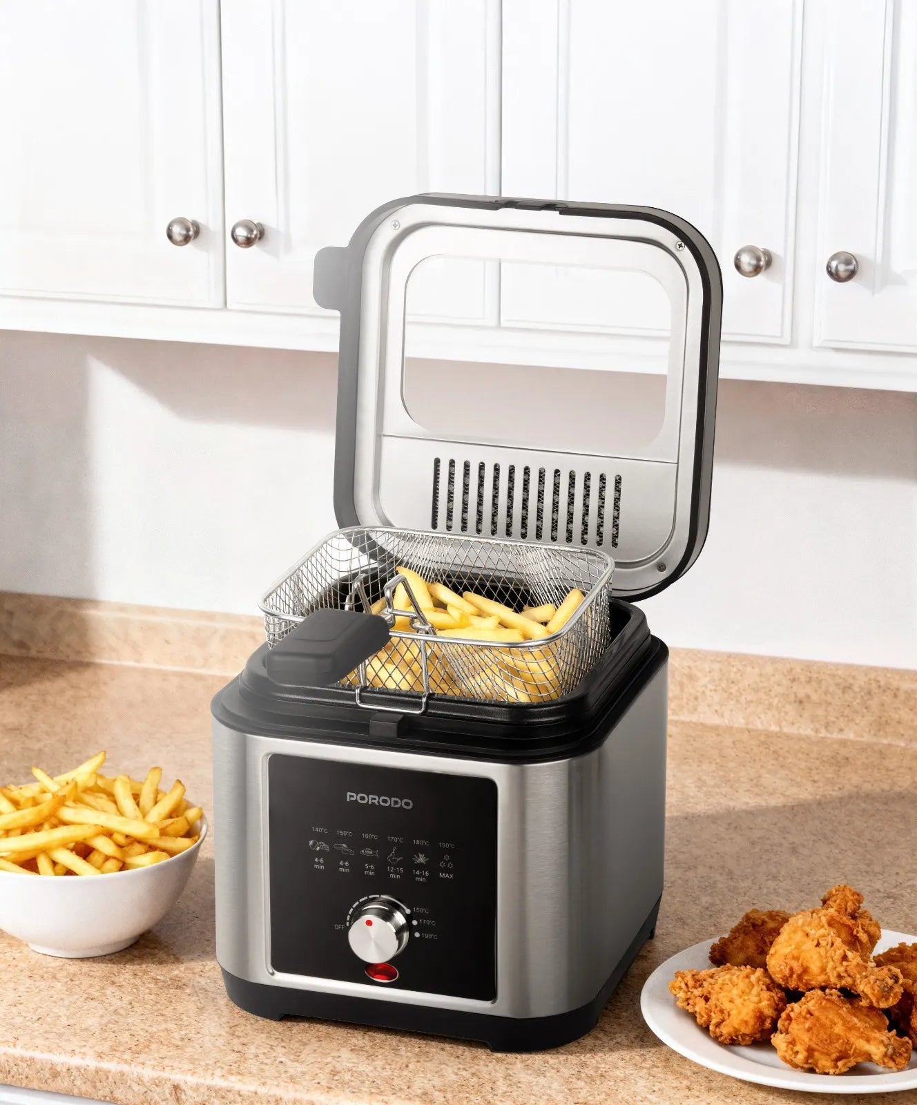 قلاية زيت 2.5 لتر ستانلس ستيل مع تحكم في الحرارة – بورودو Porodo Deep Fryer
