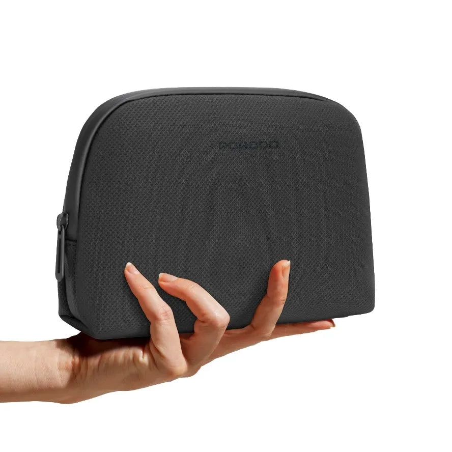 Geneva Tech Accessory Pouch with Handle Compact Cable Organizer – Black - Porodo