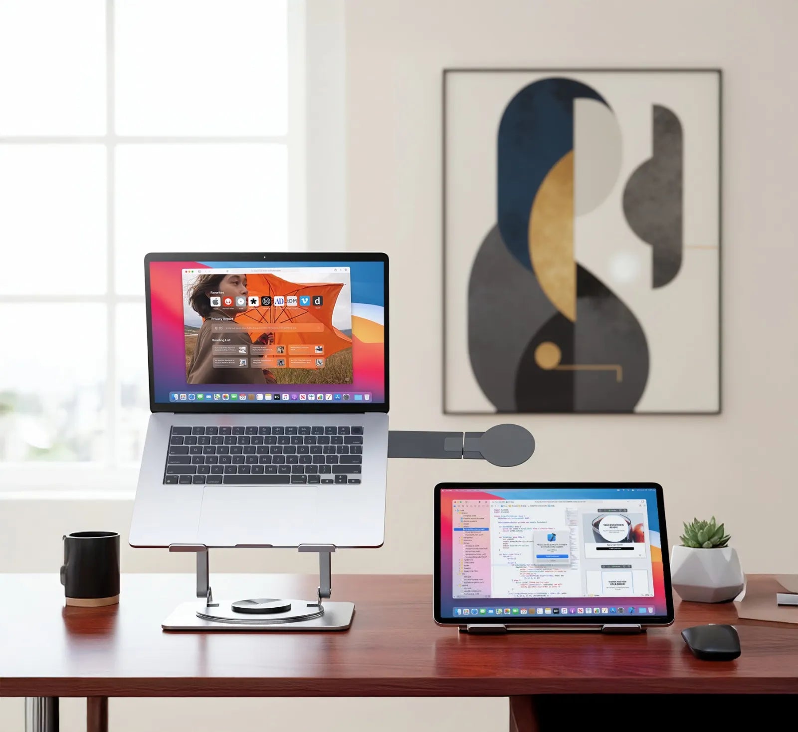 بورودو حامل لابتوب قابل للطي 360° مع حامل موبايل MagSafe