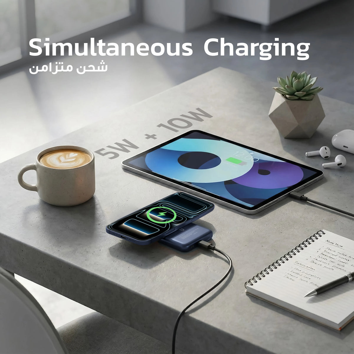 باور بانك مغناطيسي MagSafe 10000mAh شحن لاسلكي 15W + PD 20W – بورودو Porodo BLUVORA Blue-5