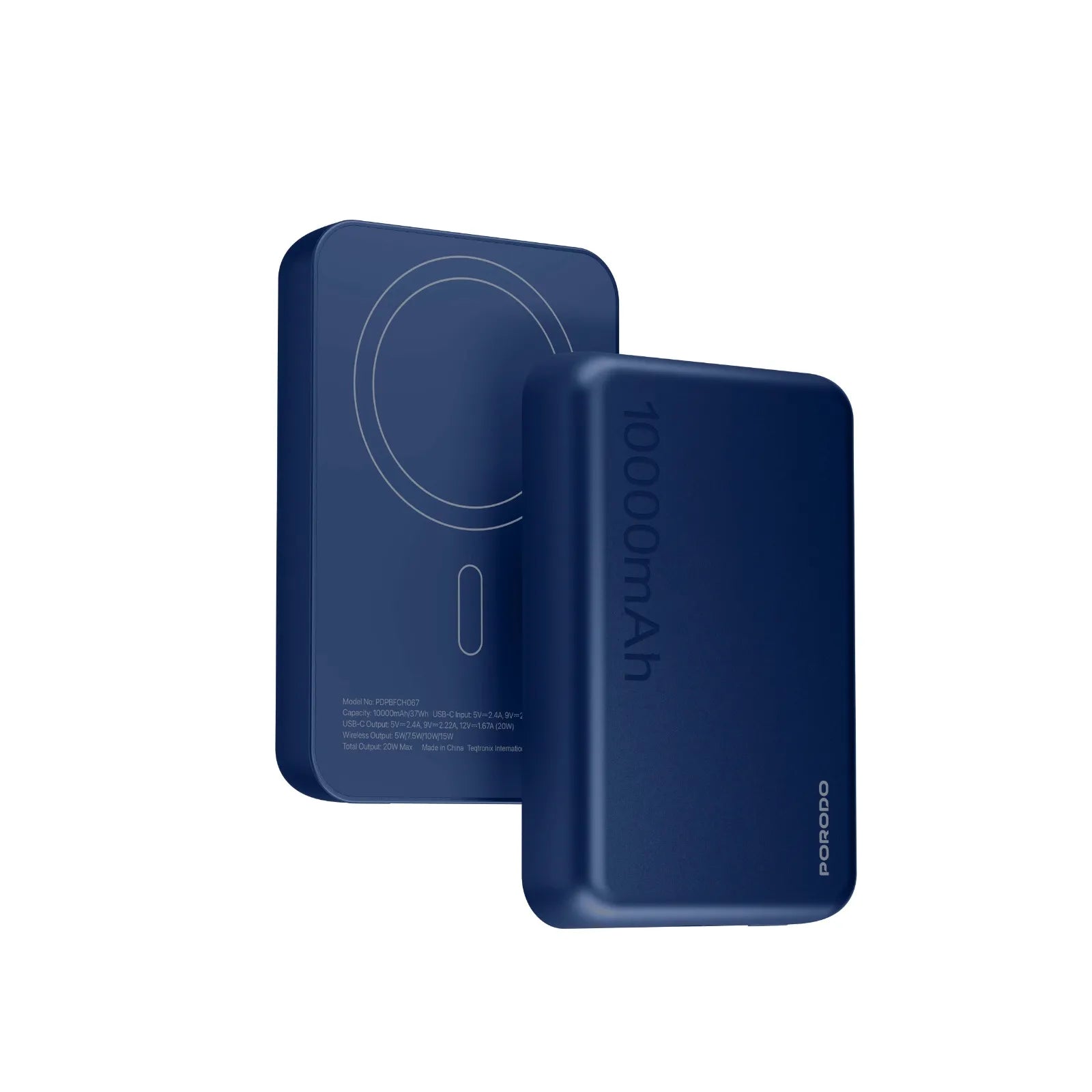 Porodo BLUVORA MagSafe Power Bank 10000mAh 20W PD + 15W Wireless - Blue