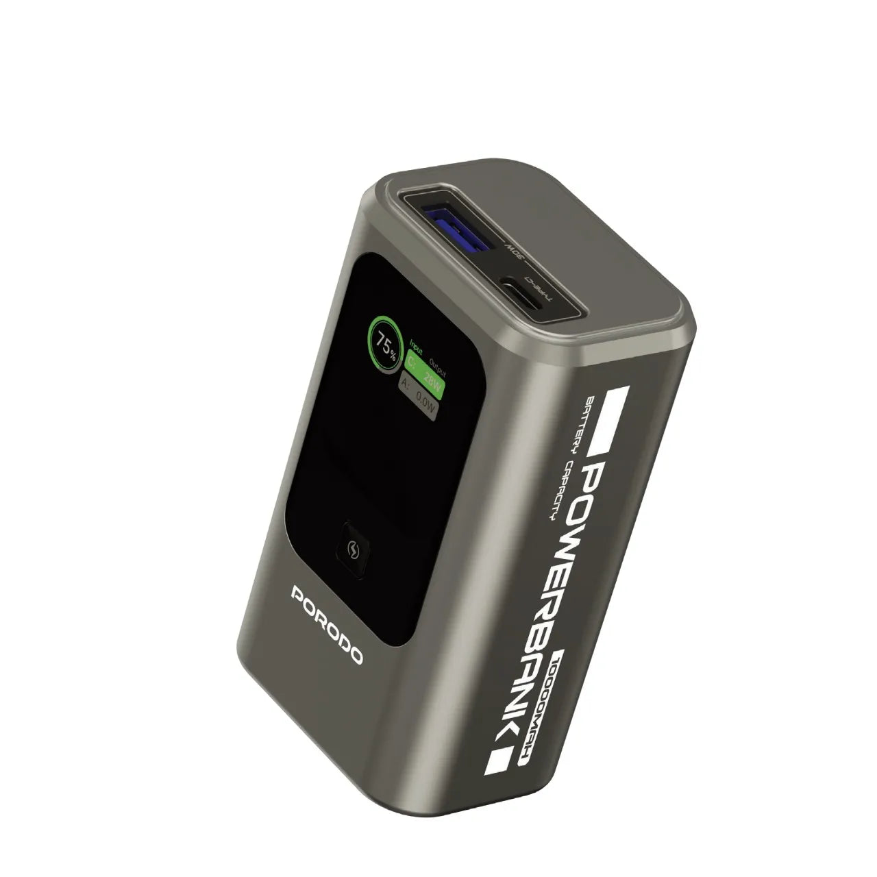 Porodo 35W Power Bank 10000mAh with TFT Display & Fast Charging – Grey
