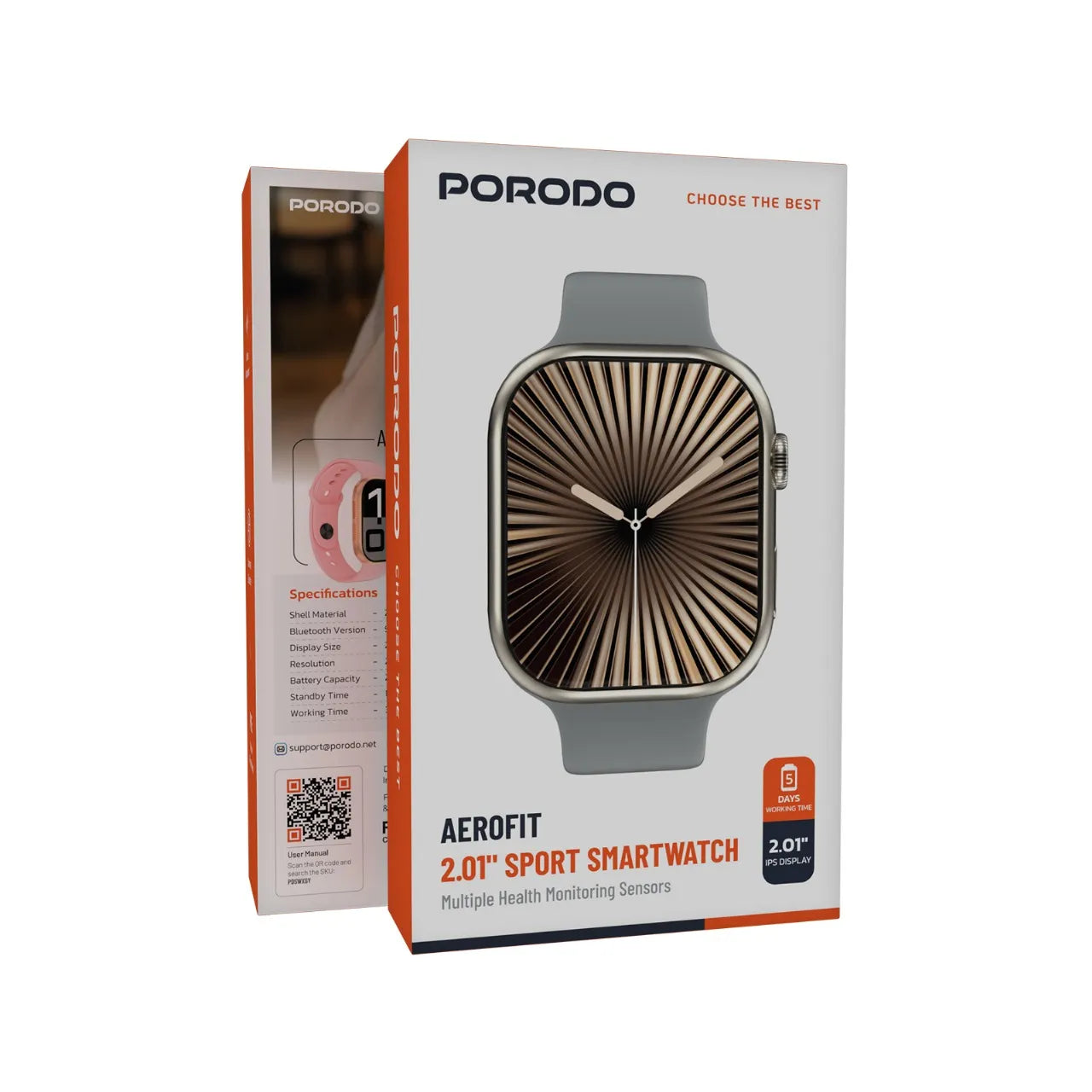 Porodo Aerofit 2.01" Sport Smartwatch with Health Monitoring Sensors