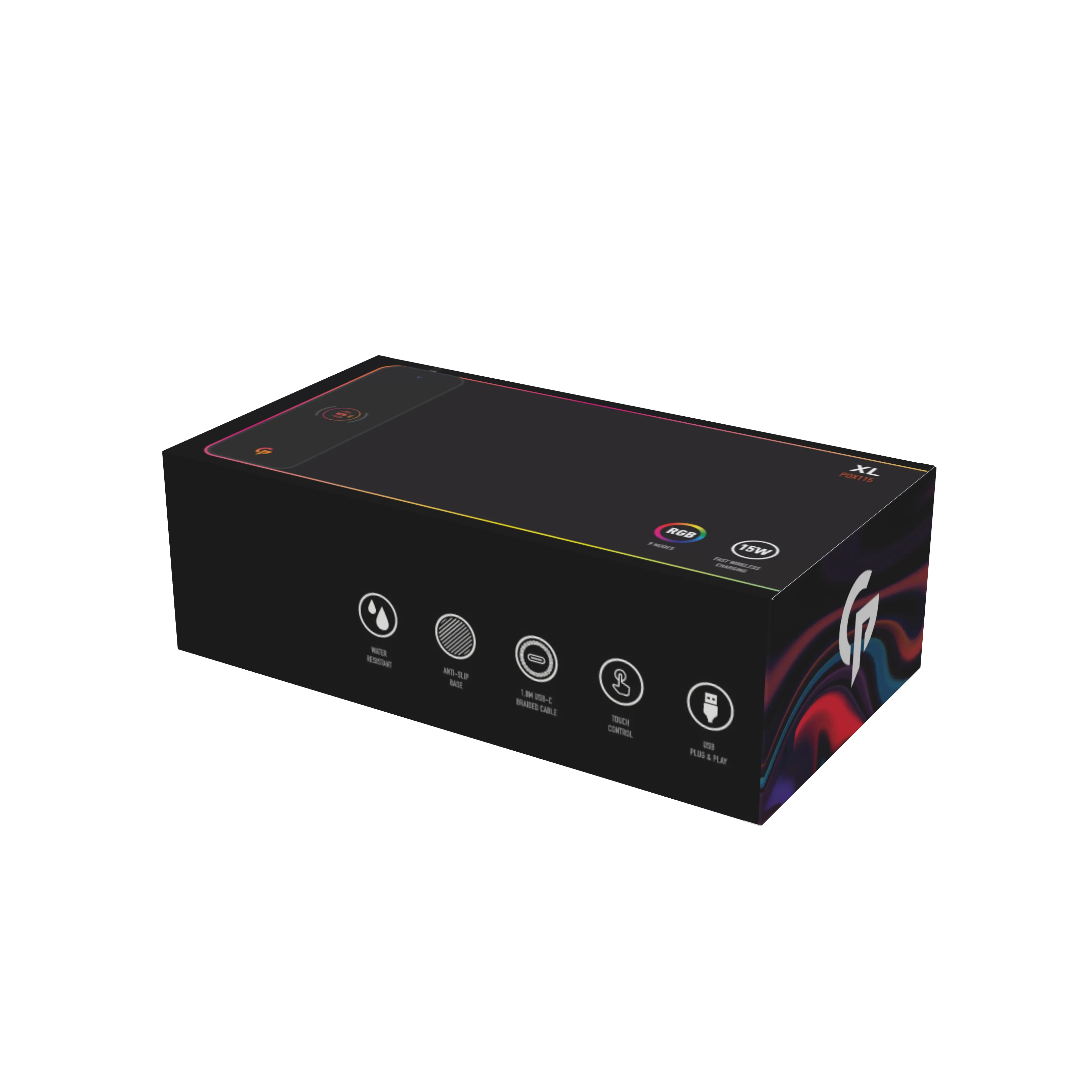 Porodo Gaming RGB Mouse Pad with 15W Wireless Charger – XL Black