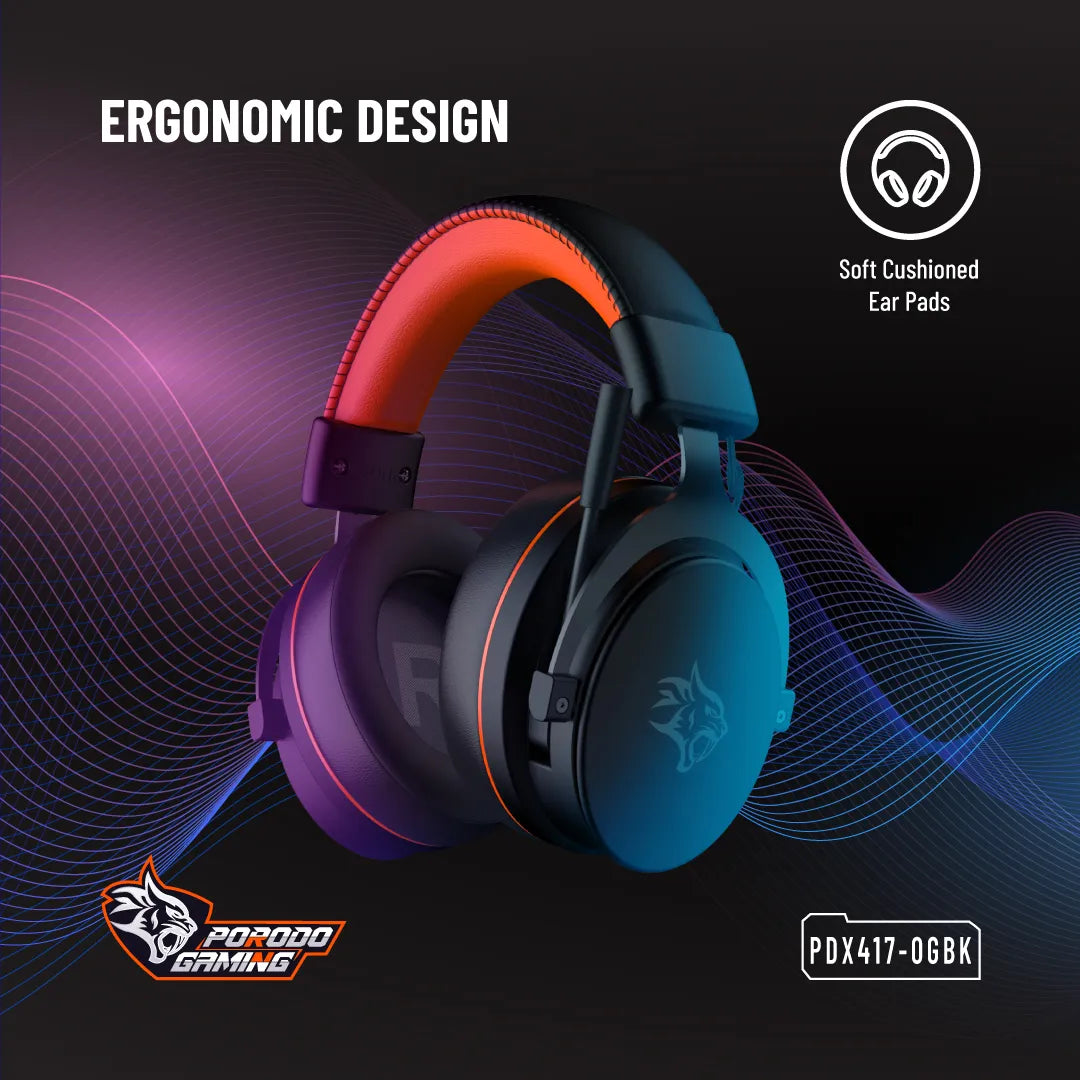 Porodo Gaming 7.1 Surround RGB Headset Noise Cancelling Mic USB Black