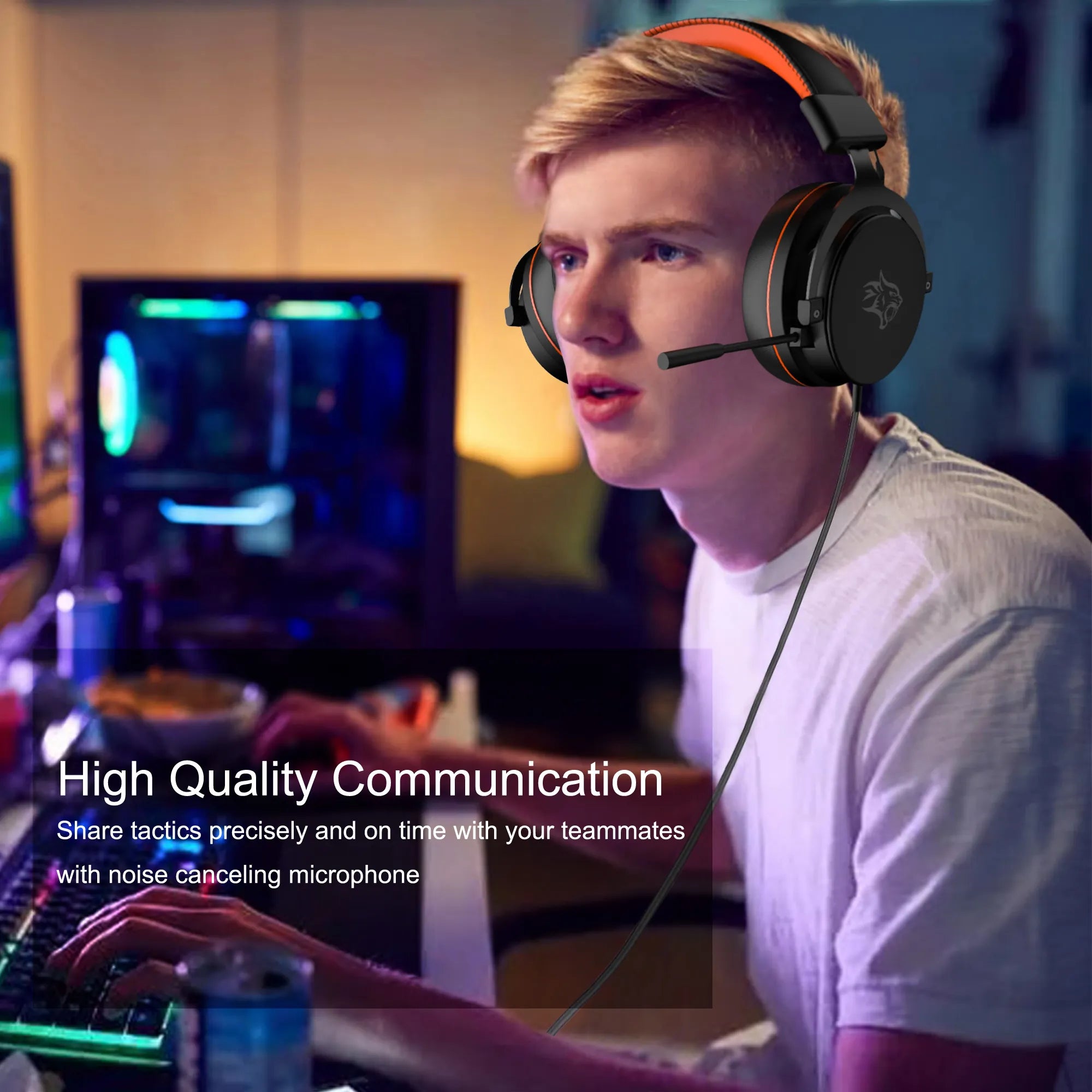 Porodo Gaming 7.1 Surround RGB Headset Noise Cancelling Mic USB Black