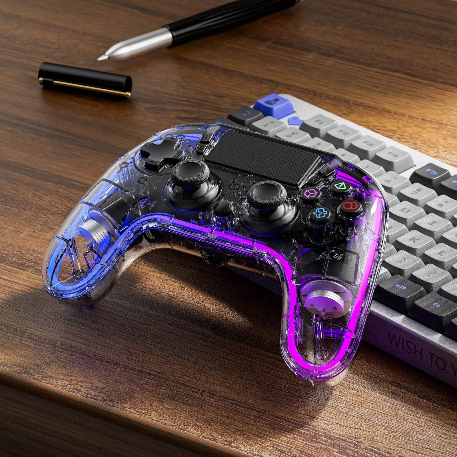 Crystal Shell PS4 Gamepad Transparent RGB Controller – Porodo Gaming