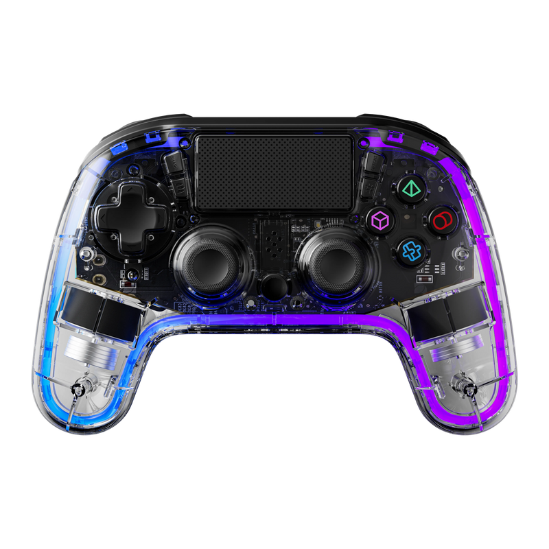 يد تحكم ألعاب PS4 شفافة بإضاءة RGB واتصال بلوتوث – بورودو-4