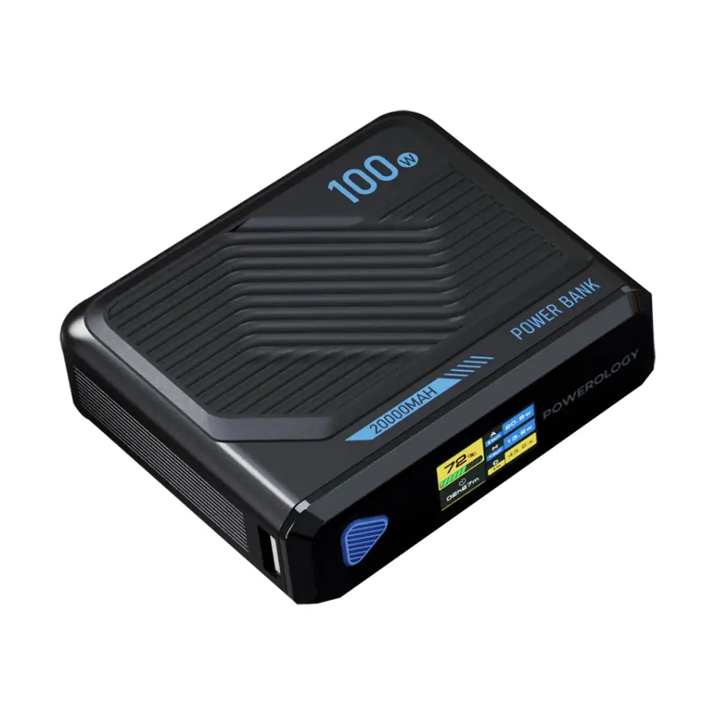 Powerology Ultra-Mini 20000mAh Power Bank 100W PD with 15W MagSafe Wireless Charging – Black