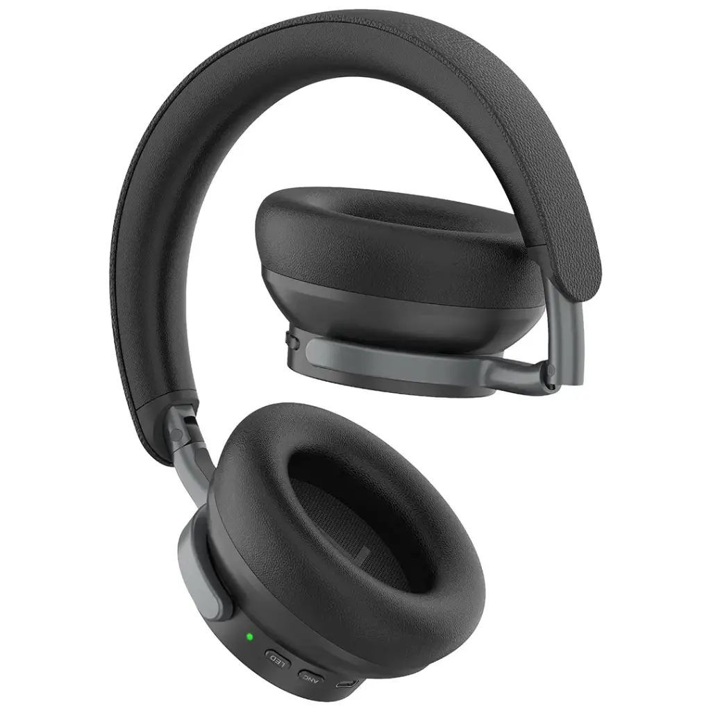 Powerology Astro ANC Wireless Headphones with Active Noise Cancellation, 40 Hours Playtime & LED Lighting – Black